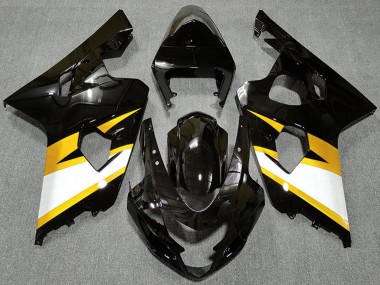 Billigste Suzuki GSXR 600 / GSXR 750 Motorrad Verkleidung 2004-2005 - Glanzendes Schwarz Gelb Weiss