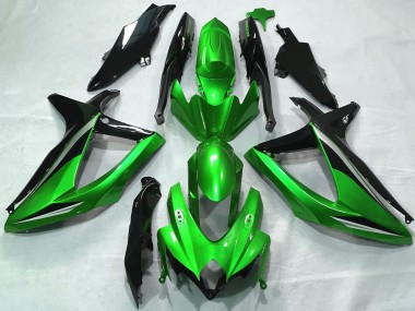 Billigste Suzuki GSXR 600 / GSXR 750 Motorrad Verkleidung 2008-2010 - Grun Silber Glanzendes Schwarz