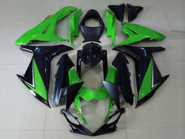 Billigste Suzuki GSXR 600 / GSXR 750 Motorrad Verkleidung 2011-2024 - Grun Glanzendes Schwarz Matt Schwarz