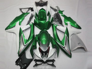 Billigste Suzuki GSXR 600 / GSXR 750 Motorrad Verkleidung 2008-2010 - Weiss Grun Silber Glanzendes Schwarz