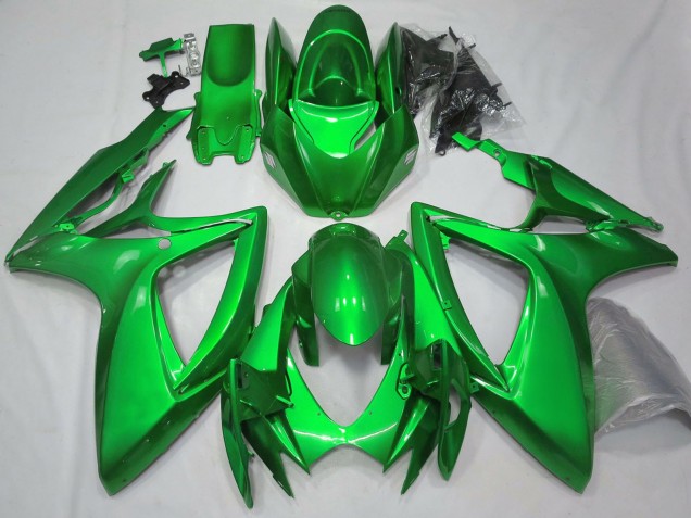 Billigste Suzuki GSXR 600 / GSXR 750 Motorrad Verkleidung 2006-2007 - Glanzendes Grun Schlichtes