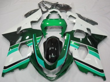 Billigste Suzuki GSXR 600 / GSXR 750 Motorrad Verkleidung 2004-2005 - Glanzendes Grun Grun Weiss