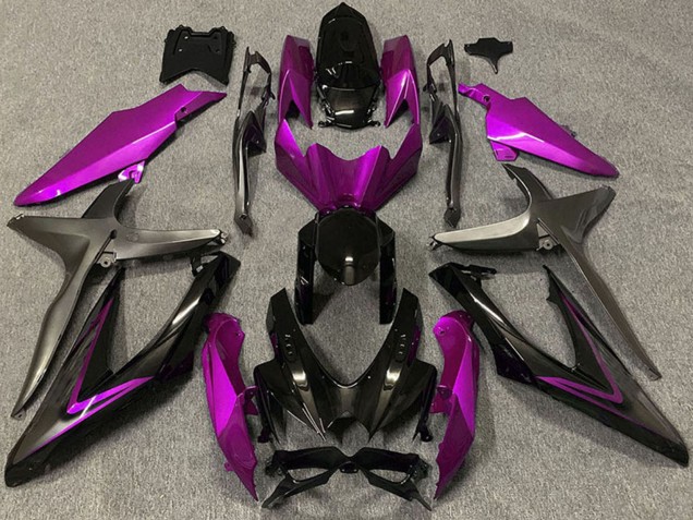 Billigste Suzuki GSXR 600 / GSXR 750 Motorrad Verkleidung 2008-2010 - Rosa Glanzendes Schwarz Matt Schwarz