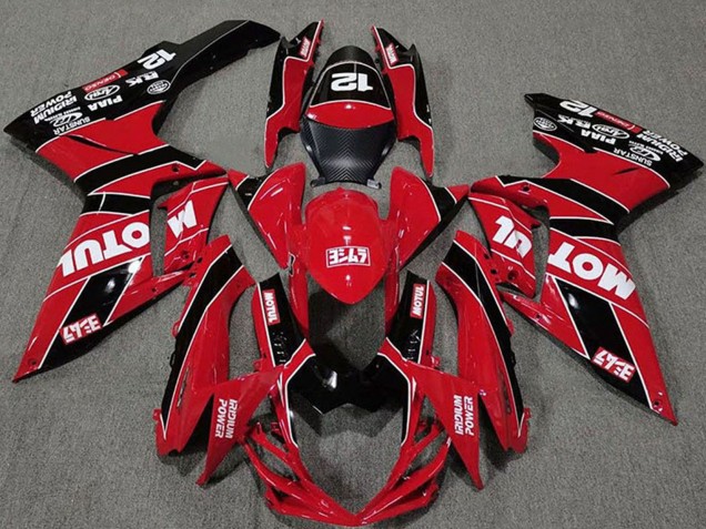 Billigste Suzuki GSXR 600 / GSXR 750 Motorrad Verkleidung 2011-2024 - Rot Schwarz Motul