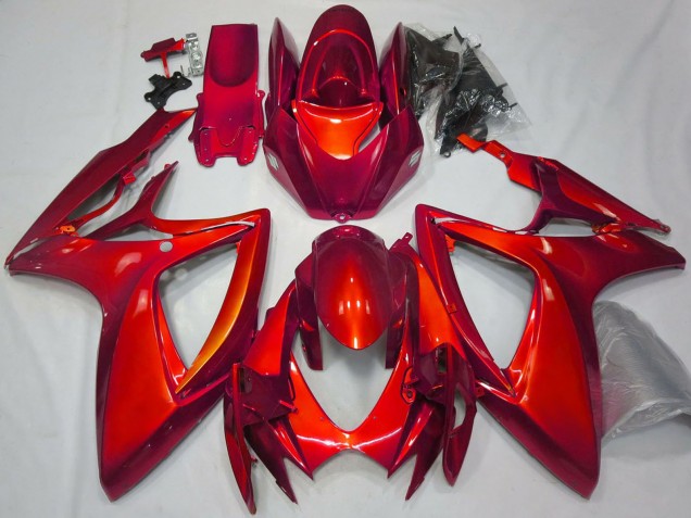 Billigste Suzuki GSXR 600 / GSXR 750 Motorrad Verkleidung 2006-2007 - Glanzendes Rot Schlichtes