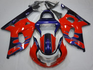 Billigste Suzuki GSXR 600 / GSXR 750 Motorrad Verkleidung 2001-2003 - Rot Blau Glanzendes Schwarz