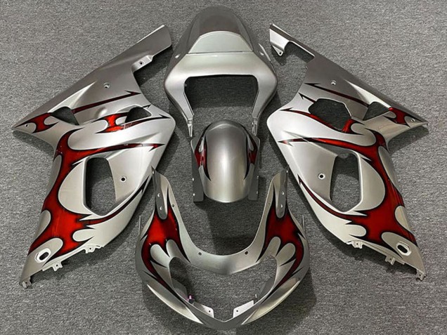 Billigste Suzuki GSXR 600 / GSXR 750 Motorrad Verkleidung 2001-2003 - Silber Rot