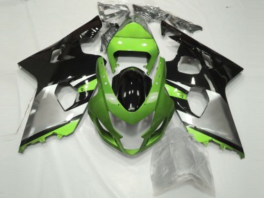 Billigste Suzuki GSXR 600 / GSXR 750 Motorrad Verkleidung 2004-2005 - Grun Silber Glanzendes Schwarz