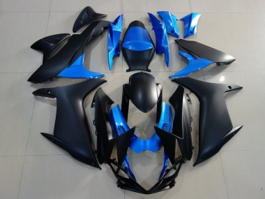 Billigste Suzuki GSXR 600 / GSXR 750 Motorrad Verkleidung 2011-2024 - Blau Matt Schwarz