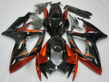 Billigste Suzuki GSXR 600 / GSXR 750 Motorrad Verkleidung 2006-2007 - Orange Glanzendes Schwarz