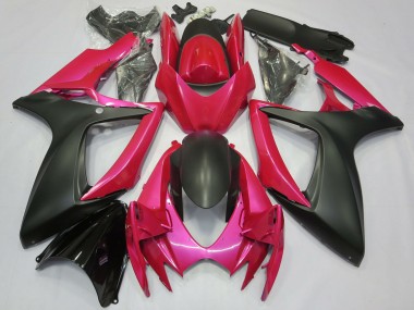 Billigste Suzuki GSXR 600 / GSXR 750 Motorrad Verkleidung 2006-2007 - Rosa Matt Schwarz