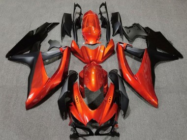 Billigste Suzuki GSXR 600 / GSXR 750 Motorrad Verkleidung 2008-2010 - Orange Matt Schwarz