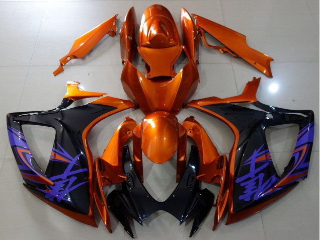 Billigste Suzuki GSXR 600 / GSXR 750 Motorrad Verkleidung 2006-2007 - Orange Glanzendes Schwarz Blau