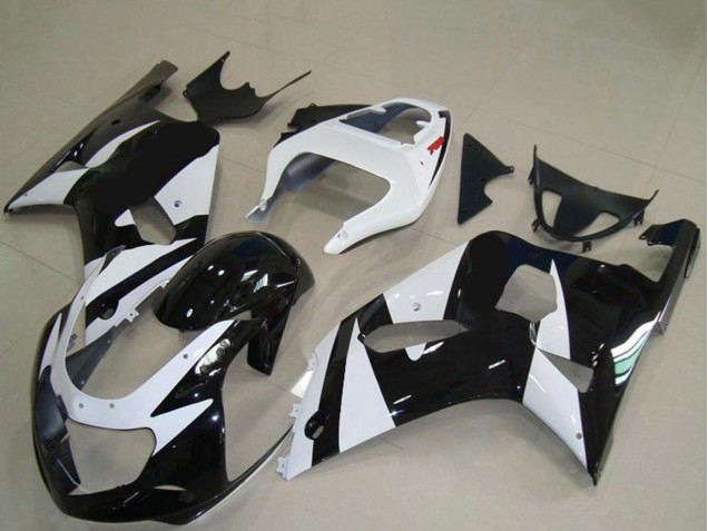 Billigste Suzuki GSXR 600 / GSXR 750 Motorrad Verkleidung 2001-2003 - Weiss Glanzendes Schwarz