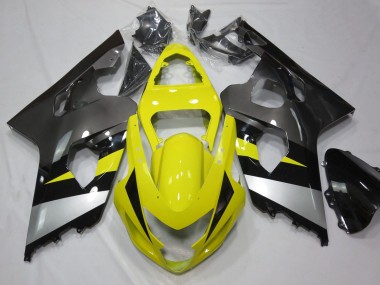 Billigste Suzuki GSXR 600 / GSXR 750 Motorrad Verkleidung 2004-2005 - Gelb Silber Grau Schwarz