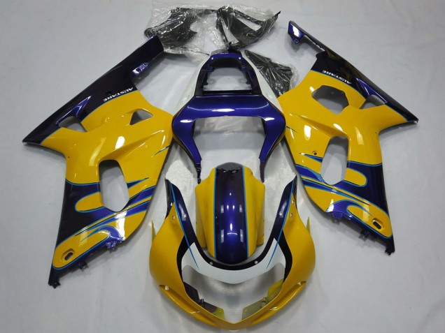 Billigste Suzuki GSXR 600 / GSXR 750 Motorrad Verkleidung 2001-2003 - Gelb Blau