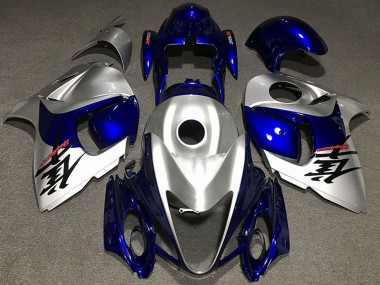 Billigste Suzuki GSXR 1300 Motorrad Verkleidung 2008-2020 - Glanzendes Silber und Blau