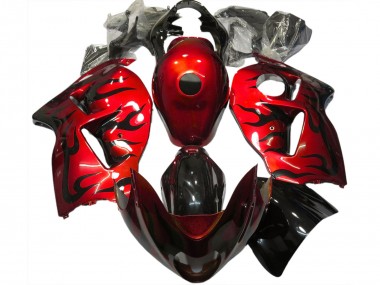 Billigste Suzuki GSXR 1300 Motorrad Verkleidung 1996-2007 - Rot Schwarz Flamme