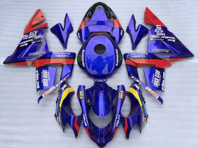Billigste Kawasaki ZX10R Motorrad Verkleidung 2004-2005 - Blau und Rot Trick Star