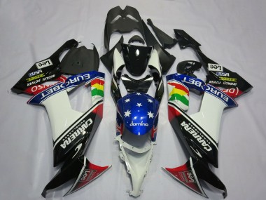 Billigste Kawasaki ZX10R Motorrad Verkleidung 2008-2010 - Glanzendes Schwarz Weiss Blau Rot Eurobet Lee Carrera Stern