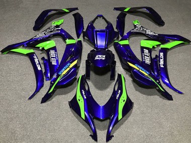 Billigste Kawasaki ZX10R Motorrad Verkleidung 2016-2020 - Dunkel Blau Grun Trick Star EVA Rennen