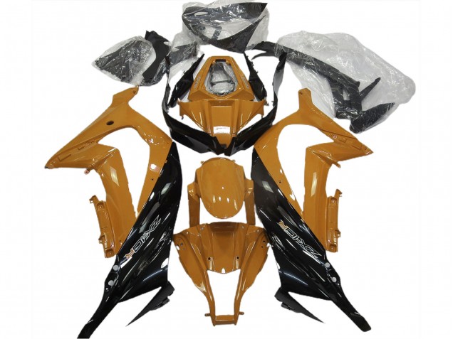 Billigste Kawasaki ZX10R Motorrad Verkleidung 2011-2015 - Dunkel Orange Glanzendes Schwarz
