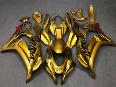 Billigste Kawasaki ZX10R Motorrad Verkleidung 2016-2020 - Gold Schwarz Rot