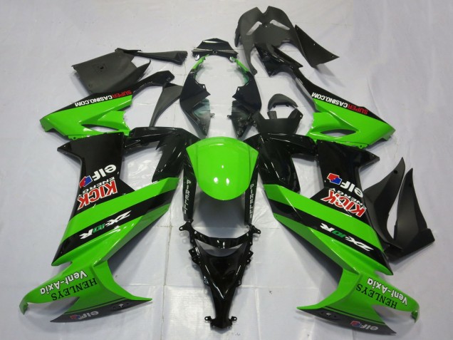 Billigste Kawasaki ZX10R Motorrad Verkleidung 2008-2010 - Grun Schwarz Rot Kick Elf Henleys Vent-Axia