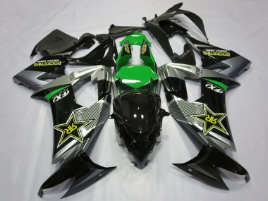Billigste Kawasaki ZX10R Motorrad Verkleidung 2008-2010 - Grau Grun Schwarz RockStar