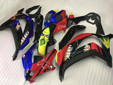 Billigste Kawasaki ZX10R Motorrad Verkleidung 2016-2020 - Rot Blau Gelb Schwarz Hai