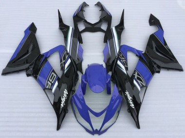 Billigste Kawasaki ZX6R Motorrad Verkleidung 2013-2018 - Blau Schwarz Weiss