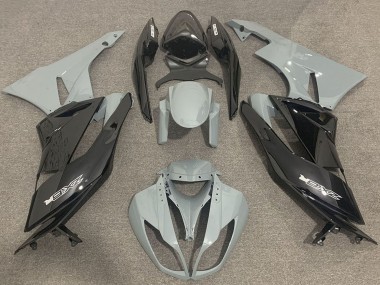 Billigste Kawasaki ZX6R Motorrad Verkleidung 2009-2012 - Grau Glanzendes Schwarz