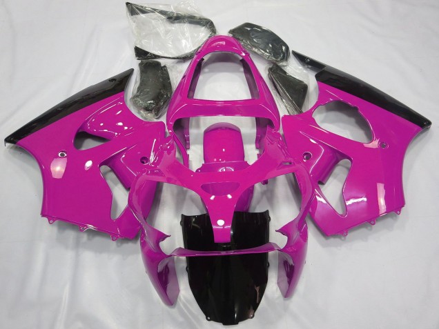 Billigste Kawasaki ZX6R Motorrad Verkleidung 2000-2002 - Rosa Glanzendes Schwarz