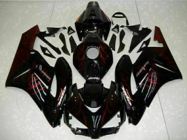 Billigste Honda CBR1000RR Motorrad Verkleidung 2004-2005 - Glanzendes Schwarz Rot Flamme