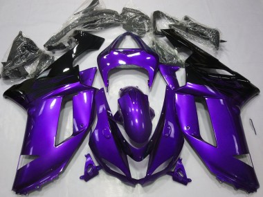 Billigste Kawasaki ZX6R Motorrad Verkleidung 2007-2008 - Glanzendes Lila Schwarz