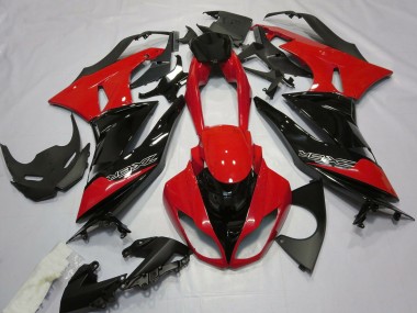 Billigste Kawasaki ZX6R Motorrad Verkleidung 2009-2012 - Rot Glanzendes Schwarz