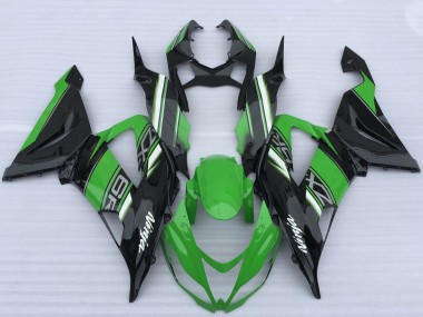 Billigste Kawasaki ZX6R Motorrad Verkleidung 2013-2018 - Grun Schwarz Weiss