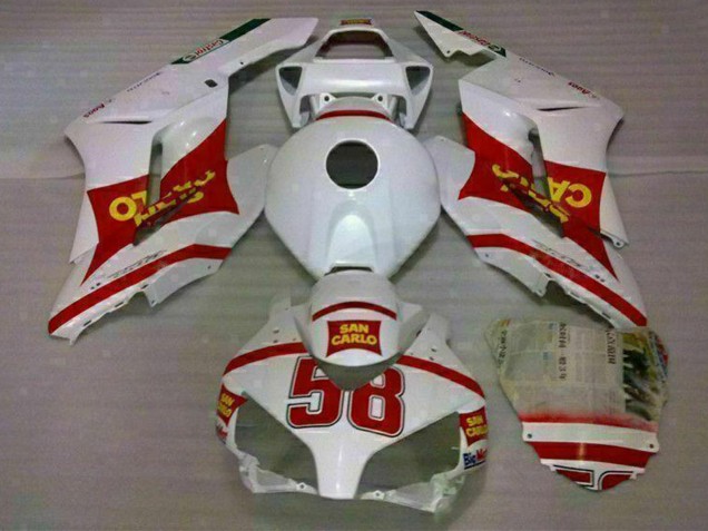 Billigste Honda CBR1000RR Motorrad Verkleidung 2004-2005 - Weiss Rot Gelb San Carlo 58