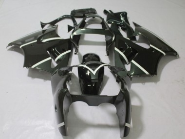 Billigste Kawasaki ZX6R Motorrad Verkleidung 2000-2002 - Glanzendes Schwarz Weiss