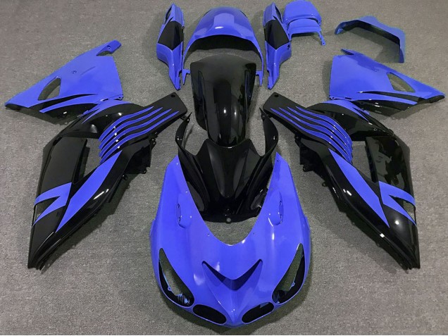 Billigste Kawasaki ZX14R Motorrad Verkleidung 2006-2011 - Blau Glanzendes Schwarz