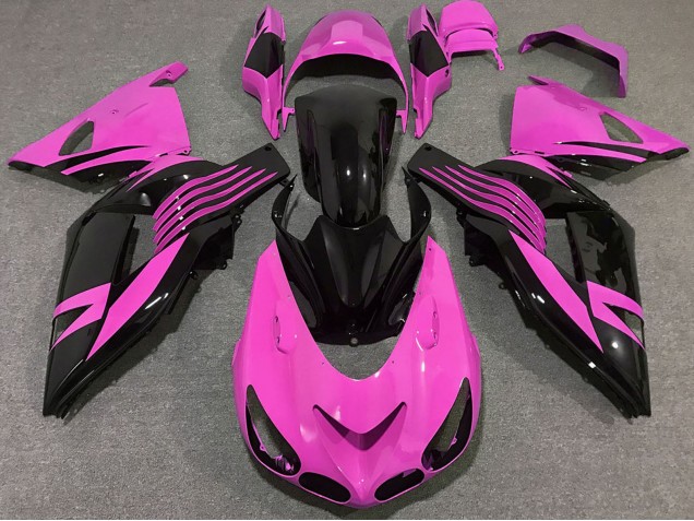 Billigste Kawasaki ZX14R Motorrad Verkleidung 2006-2011 - Rosa Glanzendes Schwarz
