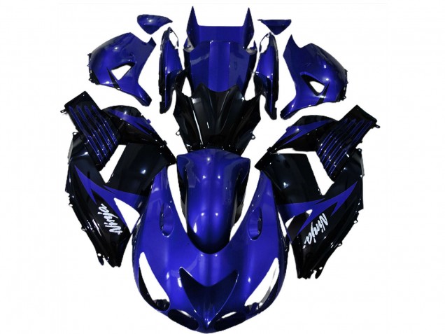 Billigste Kawasaki ZX14R Motorrad Verkleidung 2006-2011 - Blau Glanzendes Schwarz Weiss Ninja