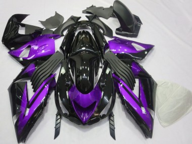 Billigste Kawasaki ZX14R Motorrad Verkleidung 2006-2011 - Lila Glanzendes Schwarz
