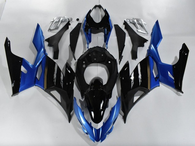Billigste Kawasaki Ninja 400 Motorrad Verkleidung 2018-2024 - Blau Glanzendes Schwarz