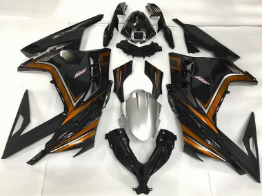 Billigste Kawasaki Ninja 300 Motorrad Verkleidung 2013-2024 - Glanzendes Schwarz Orange