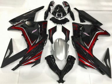 Billigste Kawasaki Ninja 300 Motorrad Verkleidung 2013-2024 - Glanzendes Schwarz Rot