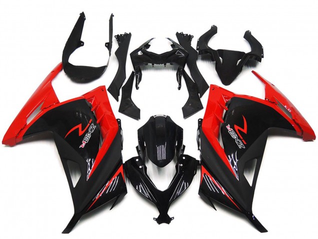 Billigste Kawasaki Ninja 300 Motorrad Verkleidung 2013-2024 - Rot Glanzendes Schwarz