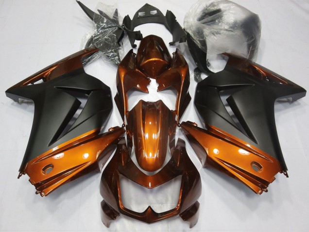 Billigste Kawasaki Ninja 250 Motorrad Verkleidung 2008-2012 - Orange Matt Schwarz