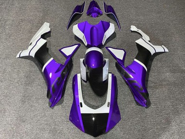 Billigste Yamaha R1 Motorrad Verkleidung 2015-2019 - Weiss Lila Carbonfaser Accents