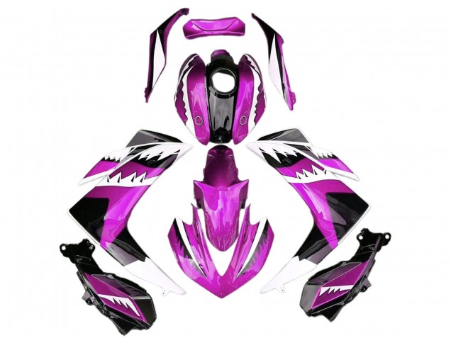 Billigste Yamaha R3 Motorrad Verkleidung 2015-2018 - Rosa Weiss Glanzendes Schwarz Hai